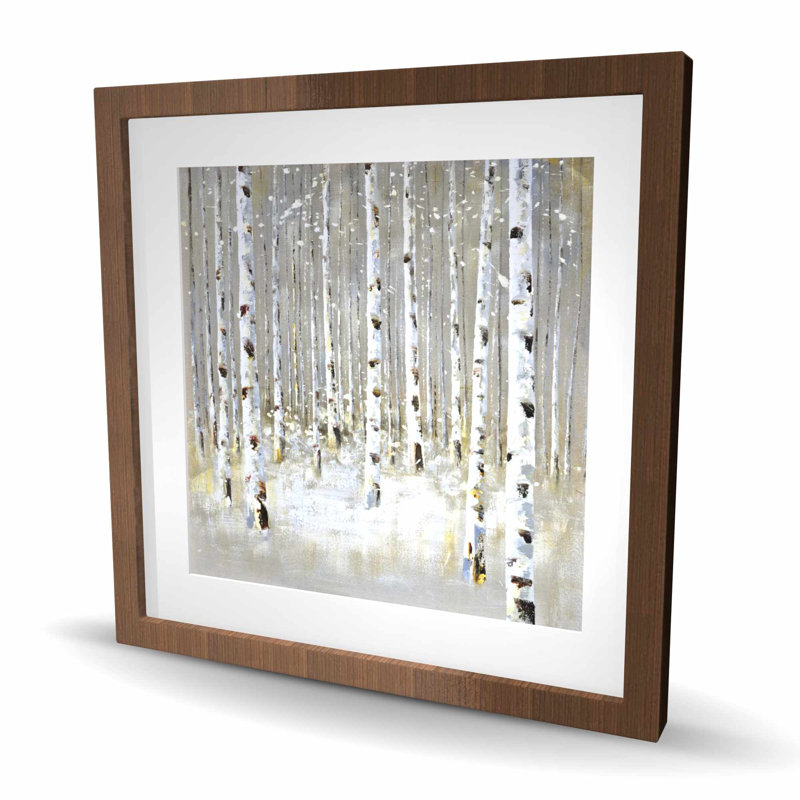 «Birch Forest by Winter - Brown Snow», reproduction encadrée matte