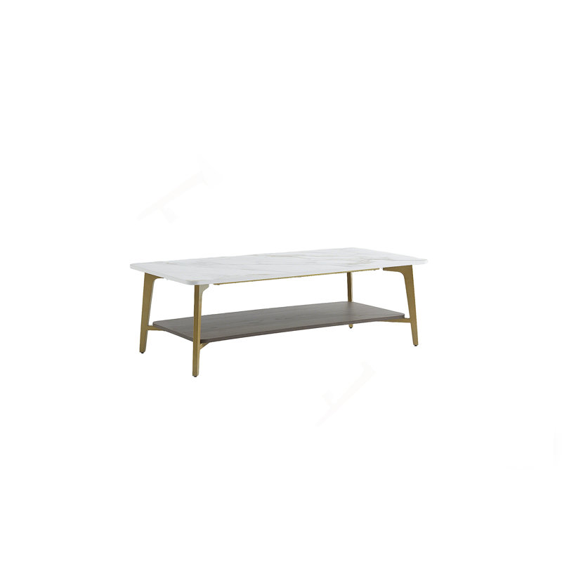 Coffee Table Rectangular Center Table for Living Room Open Space Side Table with Metal Frame