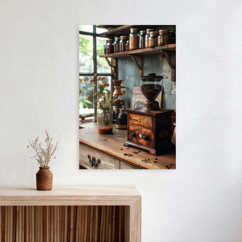 «Vintage Coffee Grinder», art mural rétro, 24" H x 16" W