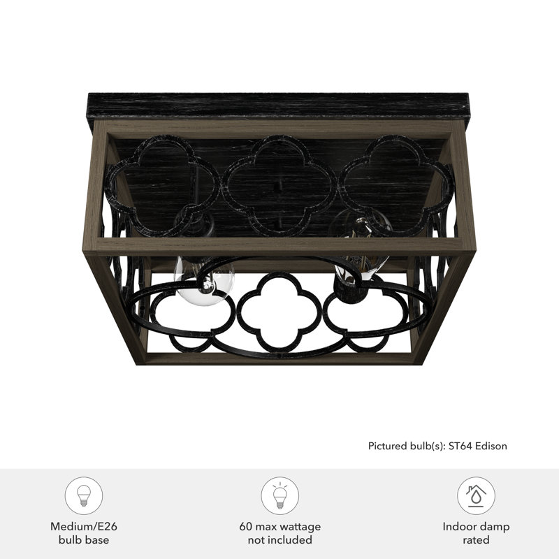 Gablecrest 2-Light 13.5'' Flush Mount, Oak/Black