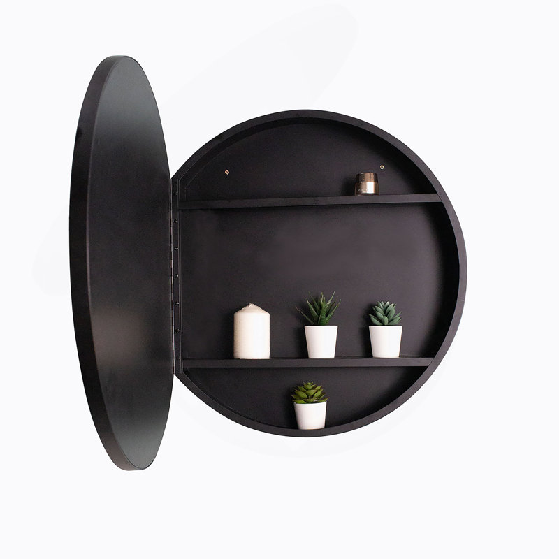 Armoire à pharmacie murale 24 po x 24 po avec miroir et cadre mural en métal noir