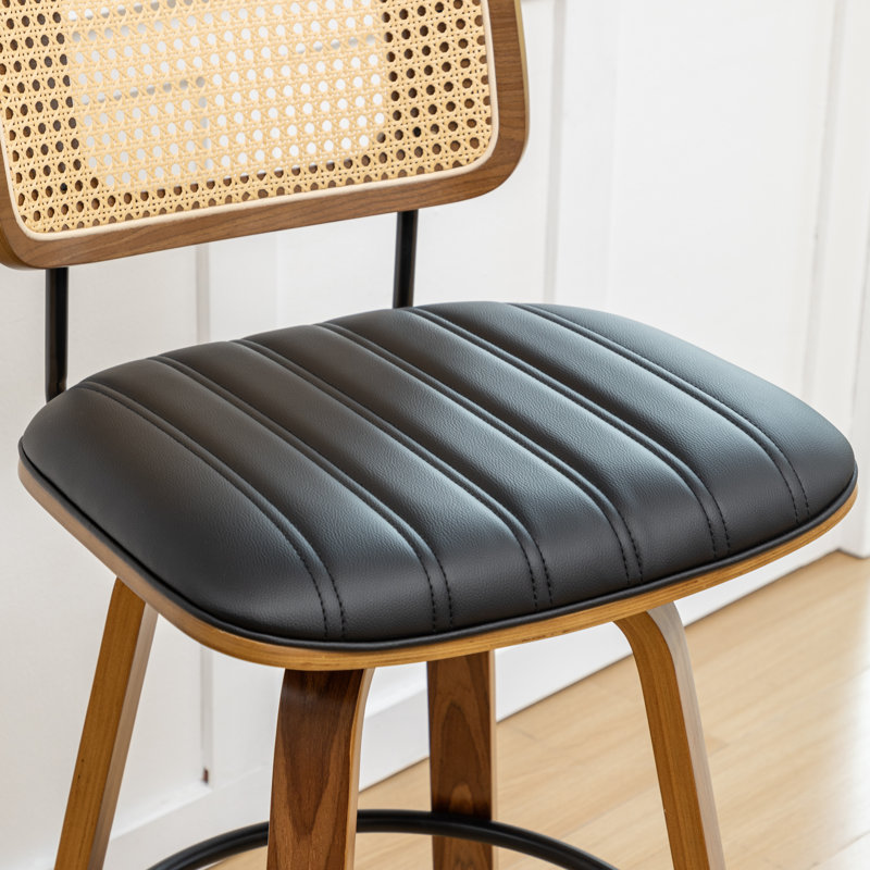 Swivel Upholstered Counter Stool, Set of 1, 63.5cm, BLACK