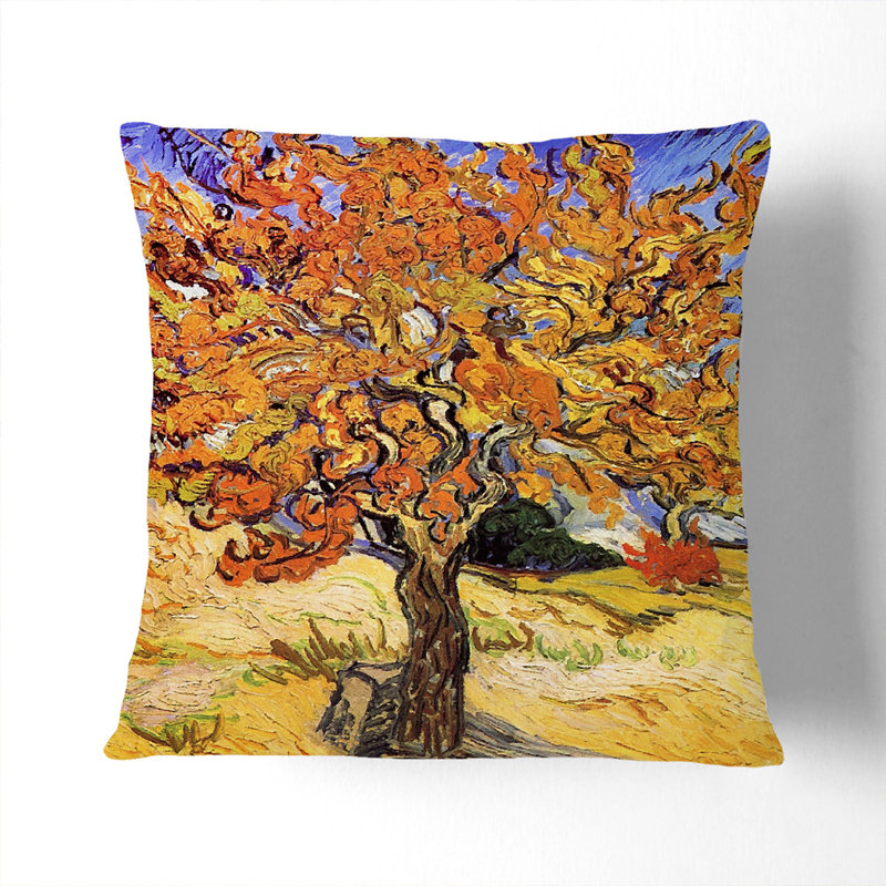 Mulberry Tree By Vincent Van Gogh Square Throw Cushion, White, 40cm H x 40cm W x 15cm D
