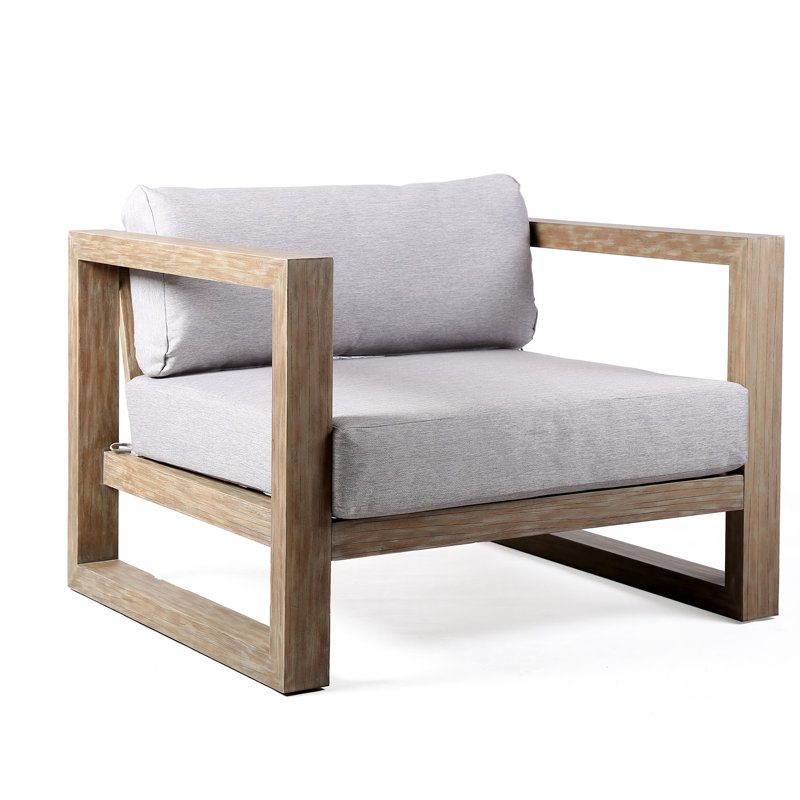 Chaise de patio avec coussins Caselyn, Teck