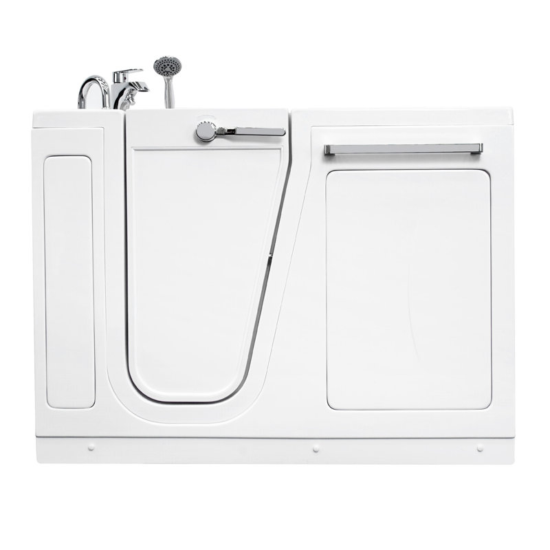 Ella Zen Acrylic Hydro Massage Walk in Tub 30"x52", Left Inward Swing Door, 2 Piece Faucet, Left