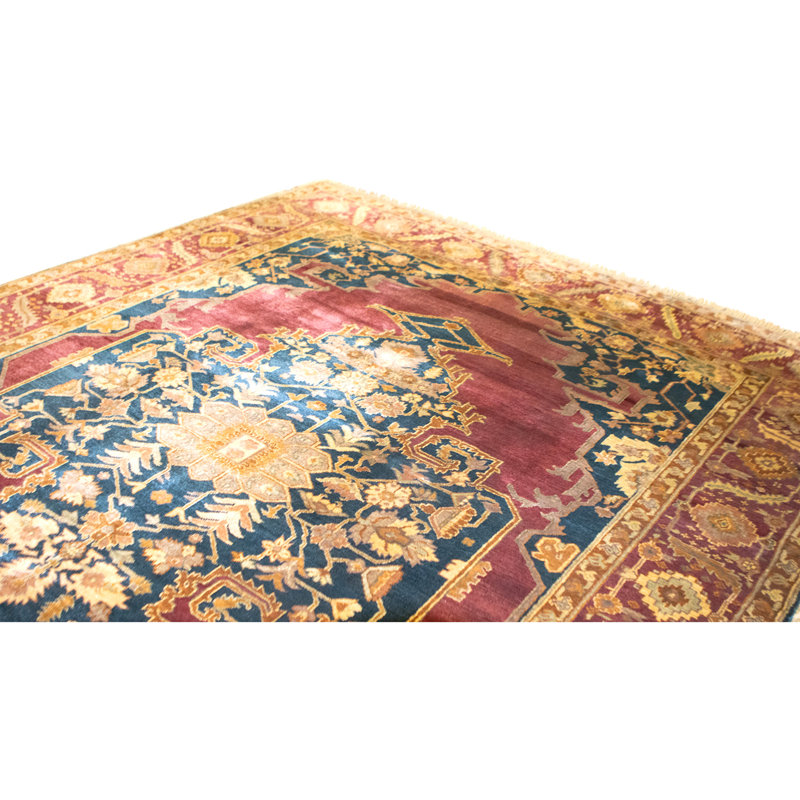Hand Knotted Oriental Area Rug in Red And Blue