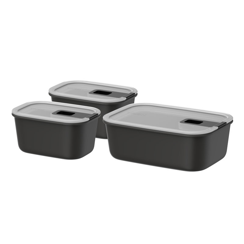 Contenant alimentaire rectangulaire 6 pièces Easyclip 2.0, fabriqué aux Pays-Bas, Noir