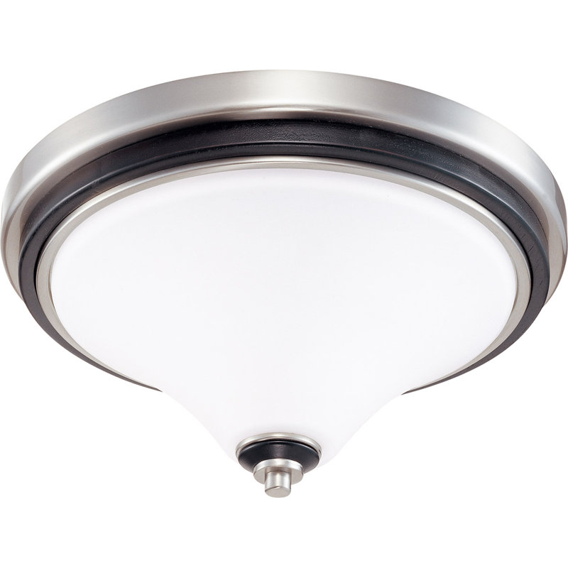 Helle Glass Flush Mount, White, 8" H  x 14" W x 14" D, Brushed Nickel
