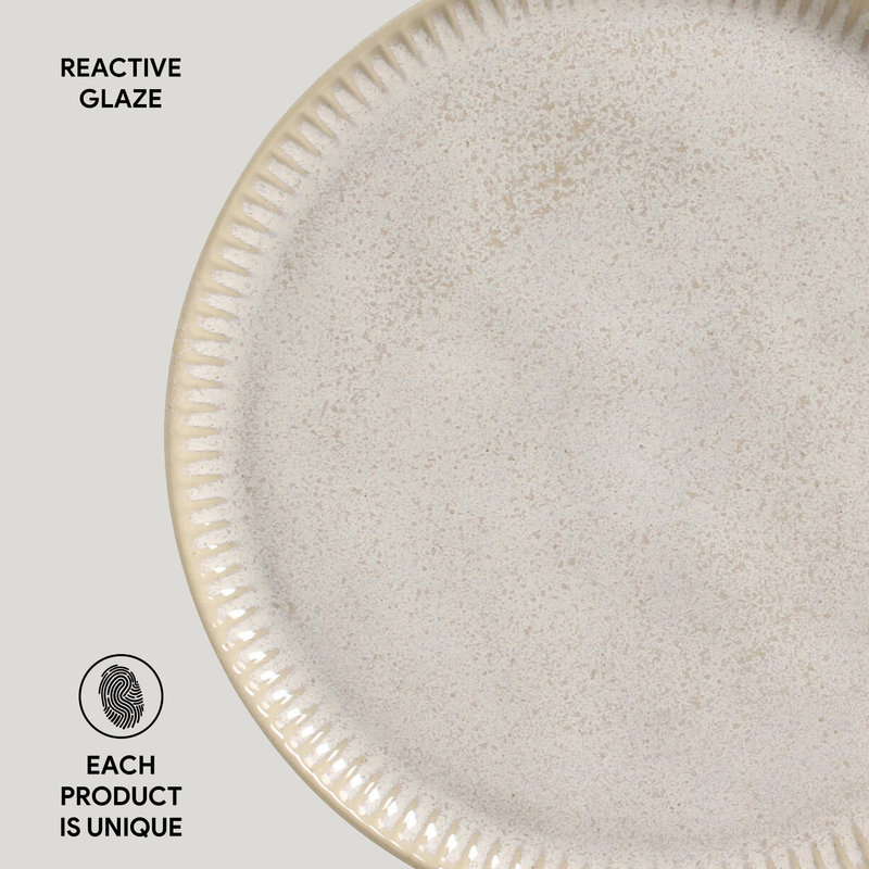 Assiette plate en grès de 10,8 po Linhas
