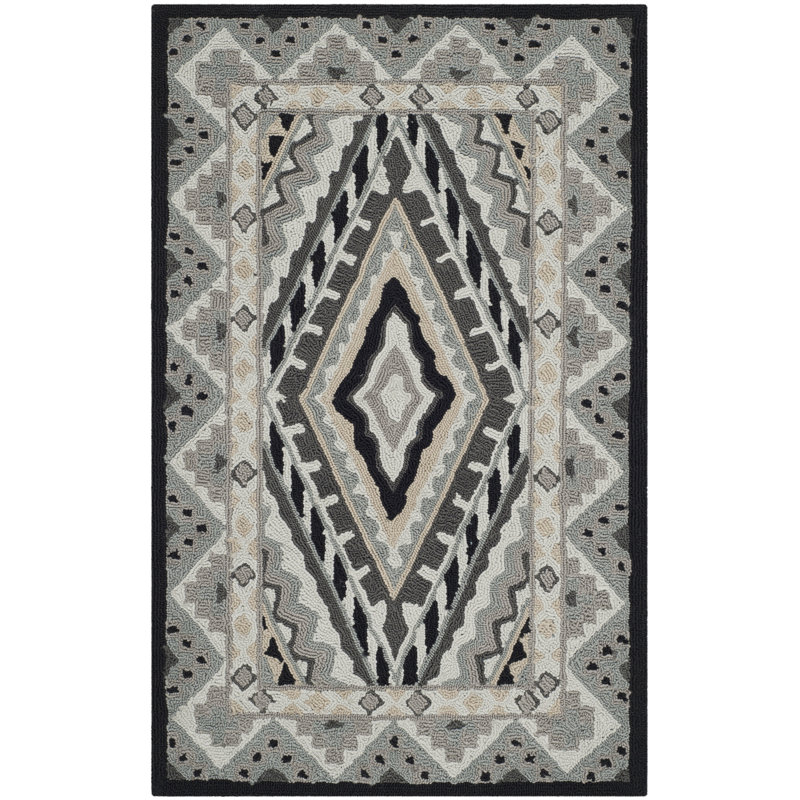 Tapis crocheté à la main gris Adera, Rectangle 5 pi x 8 pi