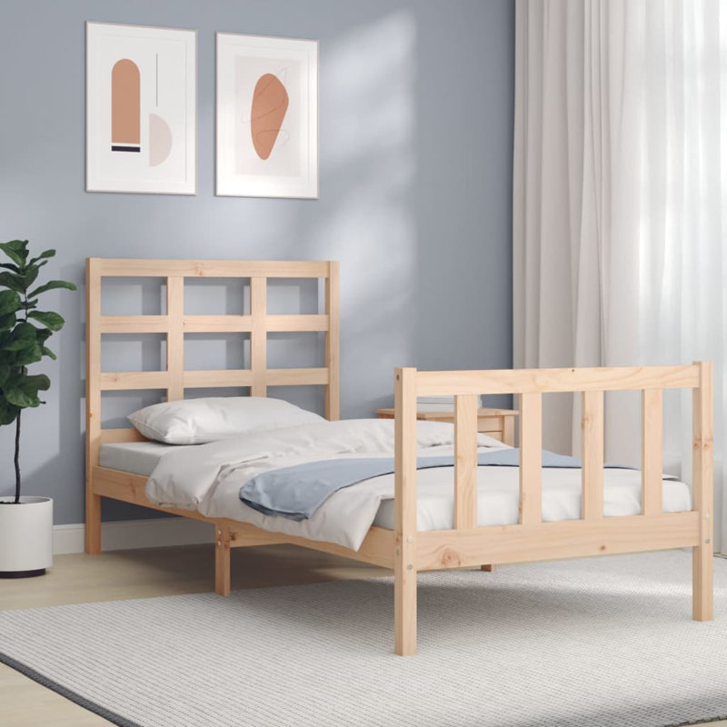 Bed Frame with Headboard, Black, Small Single (2'6)