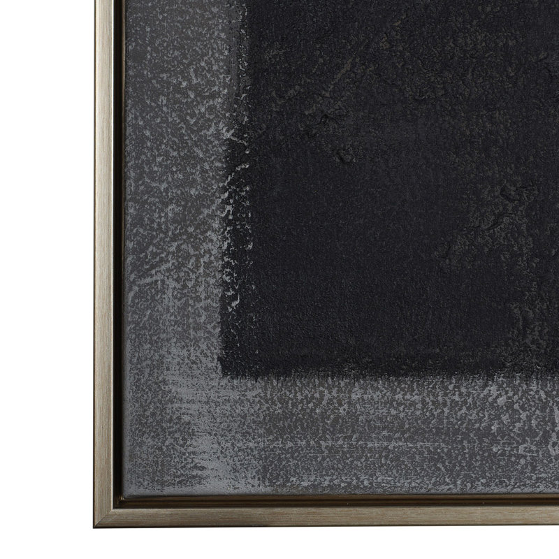 «Neutral Whisper», art mural mixte sur toile - cadre doré