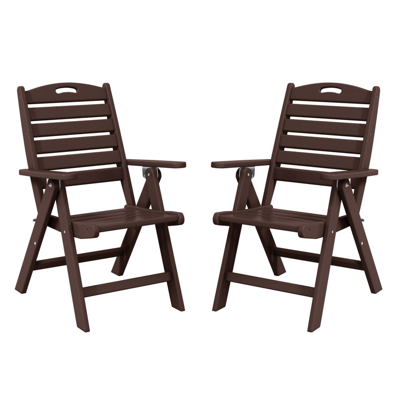 Ensemble de 2 chaises de patio pliantes à dossier haut, Brun