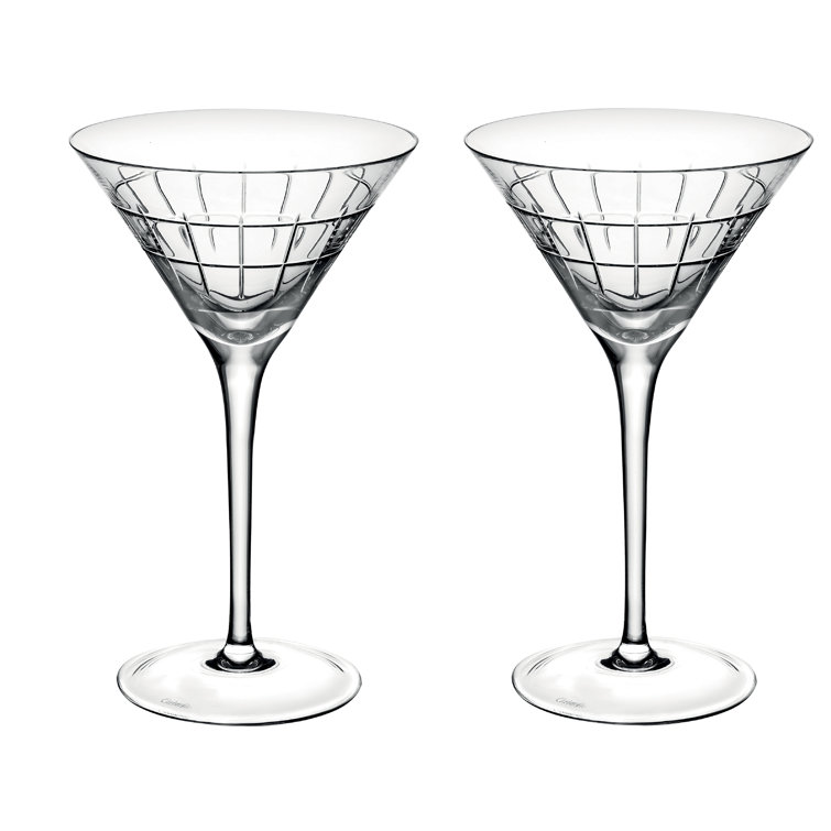 Set of Two Reed & Barton Soho Martini Glasses with Olive Picks