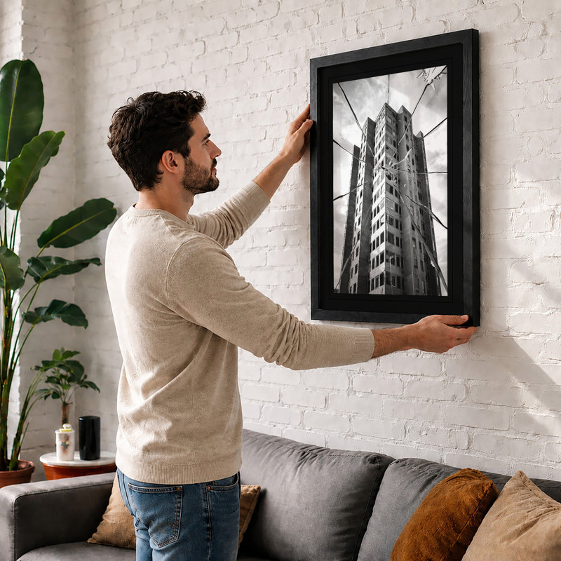 Vertical Lines Industrial - Framed Print, Black, A3 - 42.0 x 29.7 cm