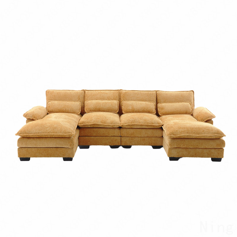 Modern Large Chenille Fabric U-Shape Sectional Sofa