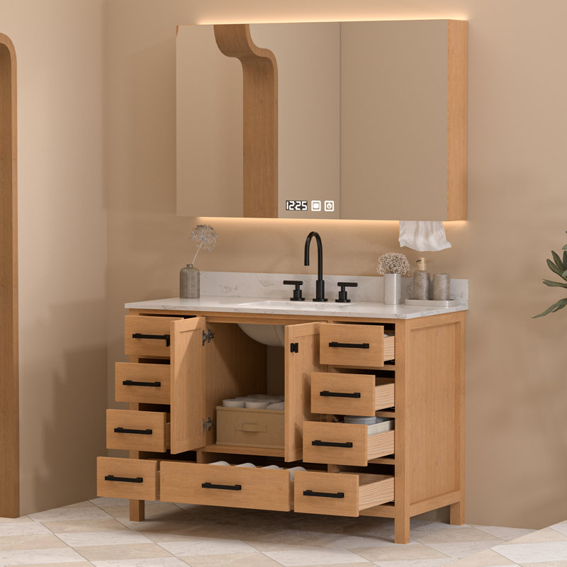 Ensemble de meuble-lavabo simple 48 po avec comptoir en pierre artificielle sans miroir 48 po, 1, 48