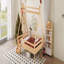 Structure de lit plateforme double avec escalier, matériau en bois massif, structure de lit simple, profil bas et design amusant enfantin, finition naturelle-485544994-485544993