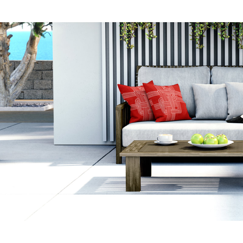 Jeté carré en polyester intérieur / extérieur, L 17 po x H 17 po, Rouge