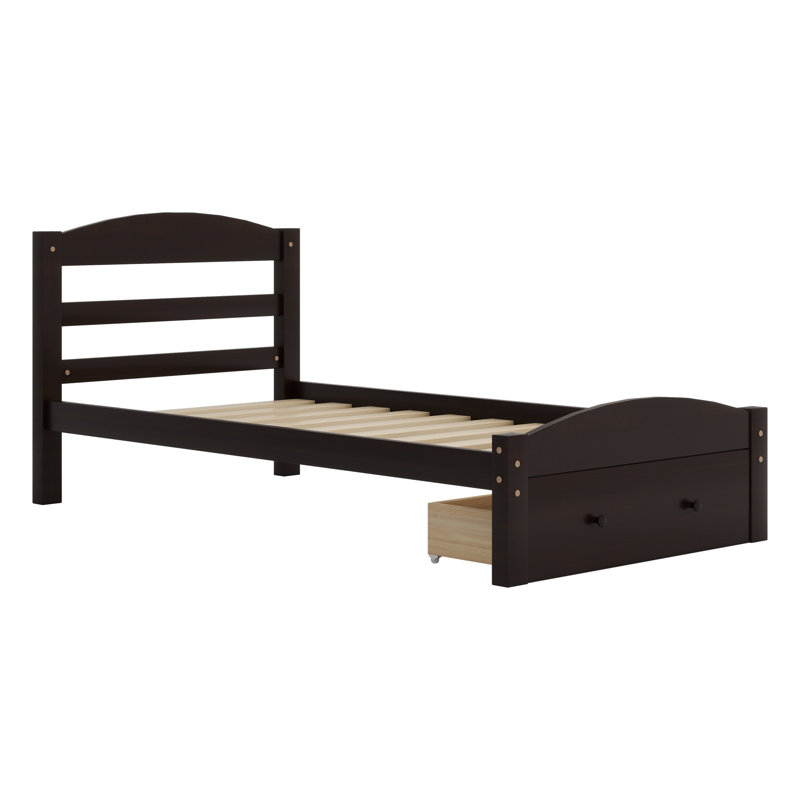 Base de lit plateforme avec tiroir de rangement, Espresso