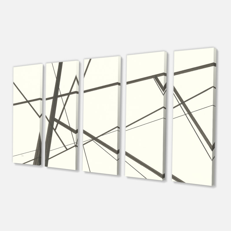 « minimaliste noir et blanc iv », peinture multi-pièces sur toile