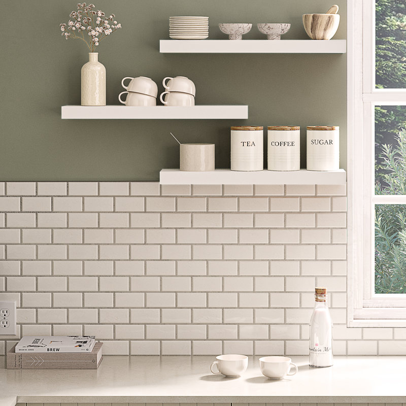 Sydney 24" W x 6" D Floating Shelves Set with Invisible Wall Mount Brackets, White