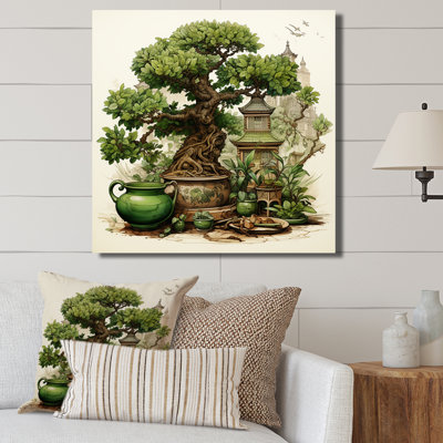 Bonsai Temple, Japon, harmonie 2 - arbre, bonsaï, art mural