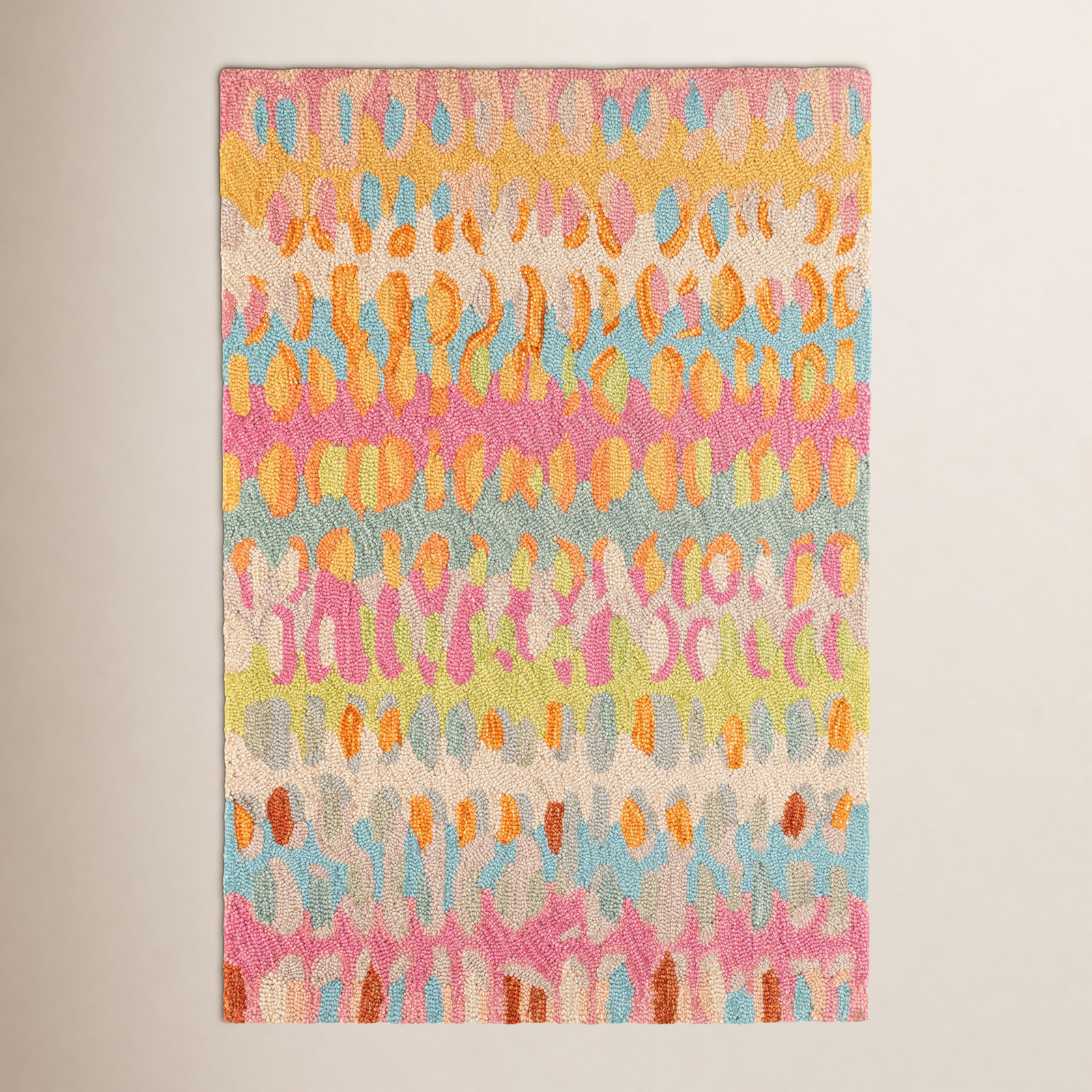 Paint Chip Confetti Hand-Hooked Abstract Wool Rug, Rectangle 10' x 14'