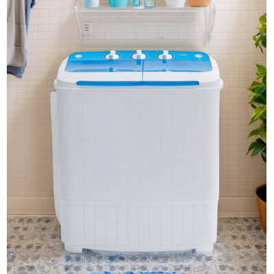 Portable Compact 2-in-1 Washer & Spin Dryer for Apartments/Small Spaces - Easy Knob Control, Space-Saving Design, Lightweight & Sleek