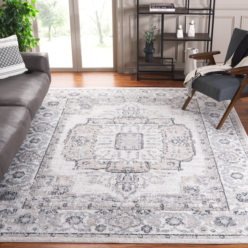 Lowrey Ivory/Gray Rug, Rectangle 8' x 10'