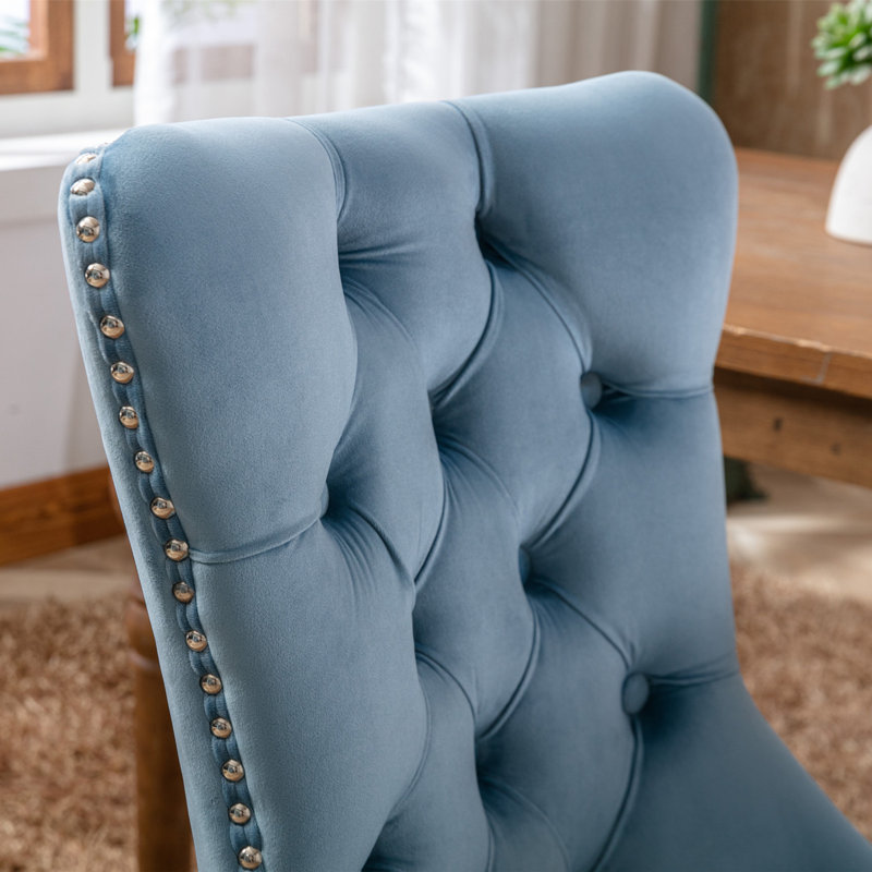 Henner 20'' H Tufted Velvet Upholstered Side Chair, Brown