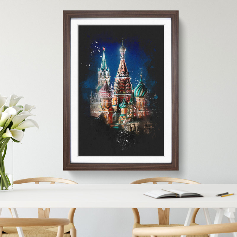 The Kremlin in Moscow Russia - Framed Print, 87cm H x 62cm W x 2cm D, Walnut Framed