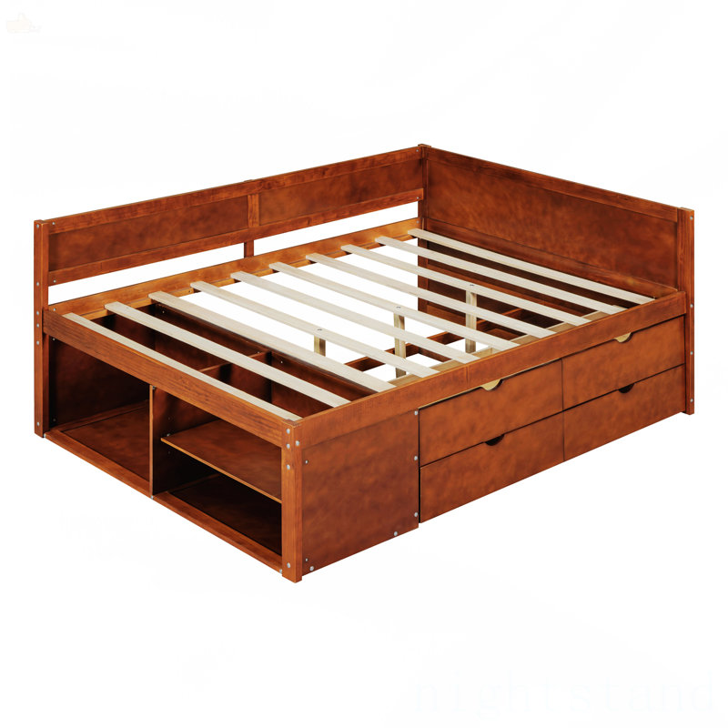 Lit de jour avec tiroirs et tablettes, Lit double