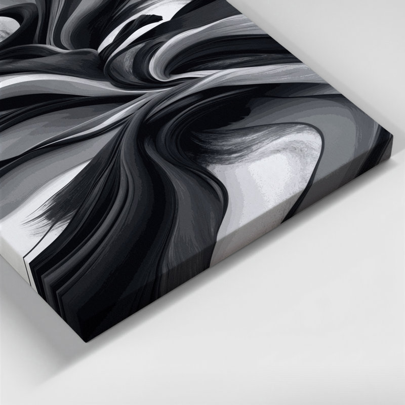 Abstrait paysage, art mural noir sur toile 76, H 36 po x l 24 po