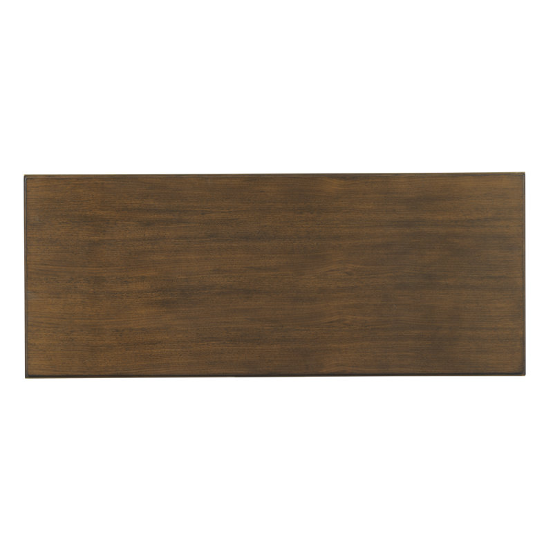 Woodbridge Ava 54'' Walnut Veneer Rectangular Cocktail Table with Brass Accents