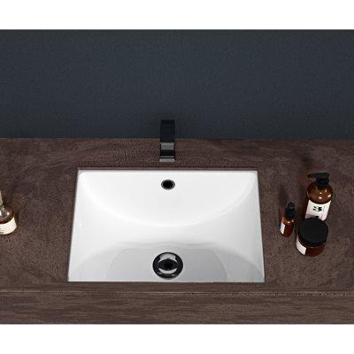 Lavabo de salle de bain moderne avec trop-plein - encastré en céramique blanche de 18,5 po x 13,5 po pour diverses utilisations encastrées modernes, trop-plein, multiples environnements