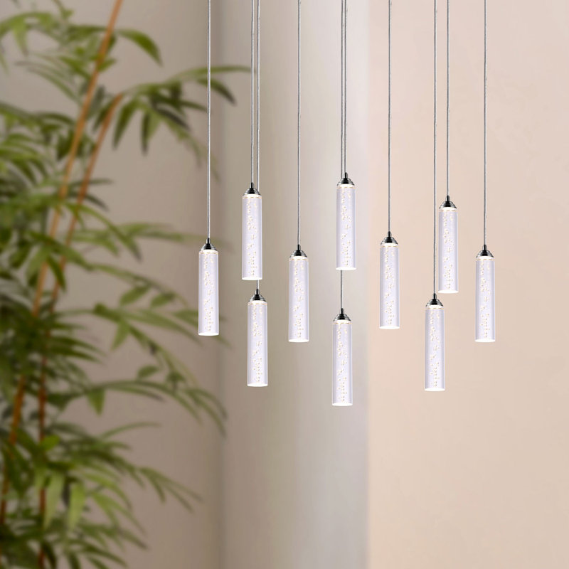 Luminaire suspendu cylindrique à DEL 10 lumières Ardrie, H 8,7 po x l 1,8 po x P 1,8 po