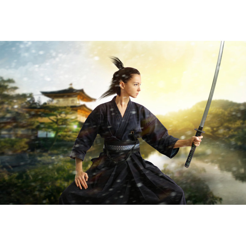 Japan Samurai Collage - Wrapped Canvas Print, 30cm H x 46cm W