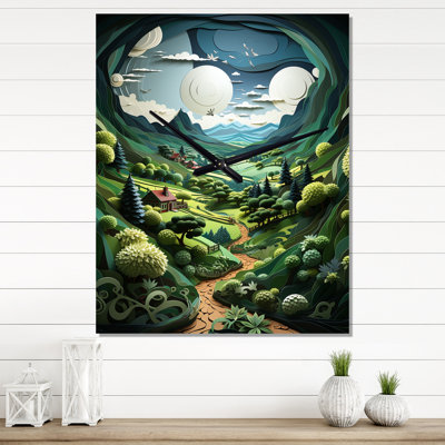 Horloge murale paysage de grange au clair de lune II