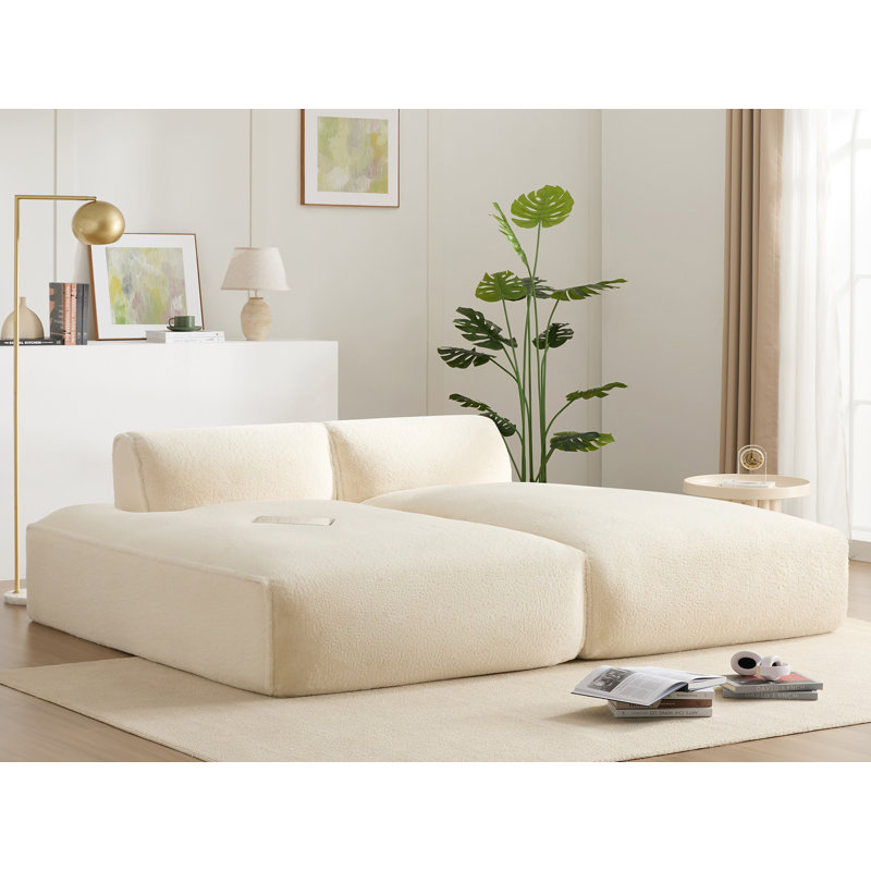 Chaise longue modulaire rembourrée avec dossier Cianciulli, Beige