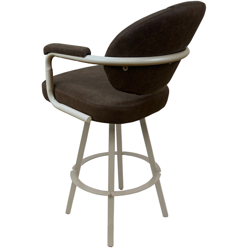 Tabouret de comptoir pivotant 30 po Mahlum, Mélange de polyester brun / cadre beige