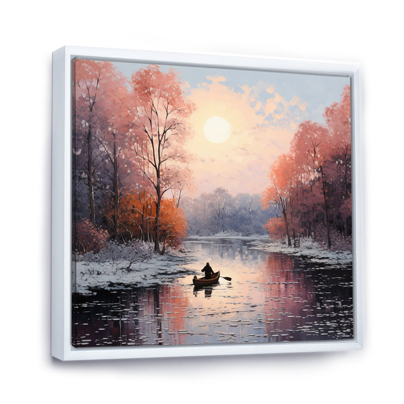 «Winters River Papercut III - Landscape», reproduction sur toile, H 16 po x l 16 po x P 1 po, Cadre flottant blanc