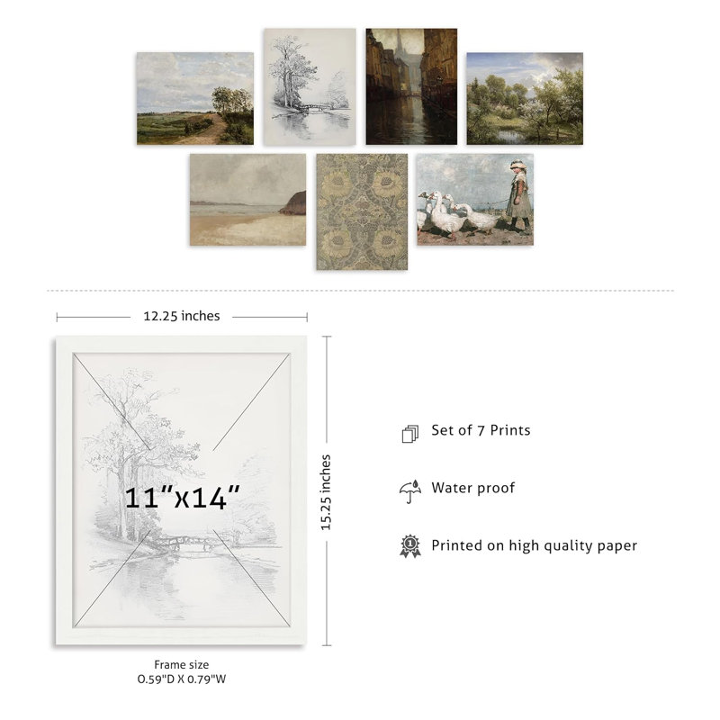 Motif floral, paysage de campagne, nature sauvage, minimalisme, rustique et confortable, impression sur papier, 7 pièces