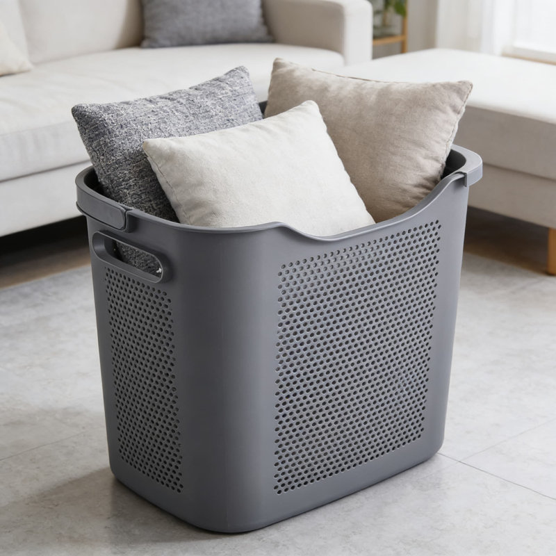 Large Grey,Large Capacity Multi-Functional Laundry Hamper With Storage Shelf, Foldable Clothes Basket For Home, Laundry Room, And Dorm Organization