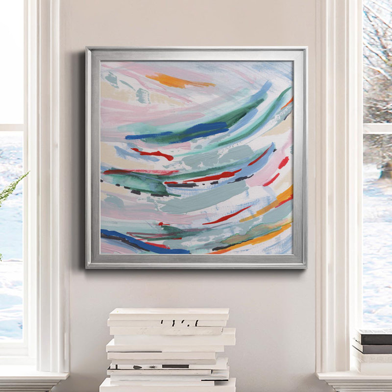 Waterway II - peinture sur toile encadrée, H 34,5 po x l 34,5 po x P 1,5 po, Argent