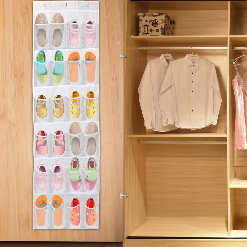 White 24Pairs Over The Door Shoe Organizer