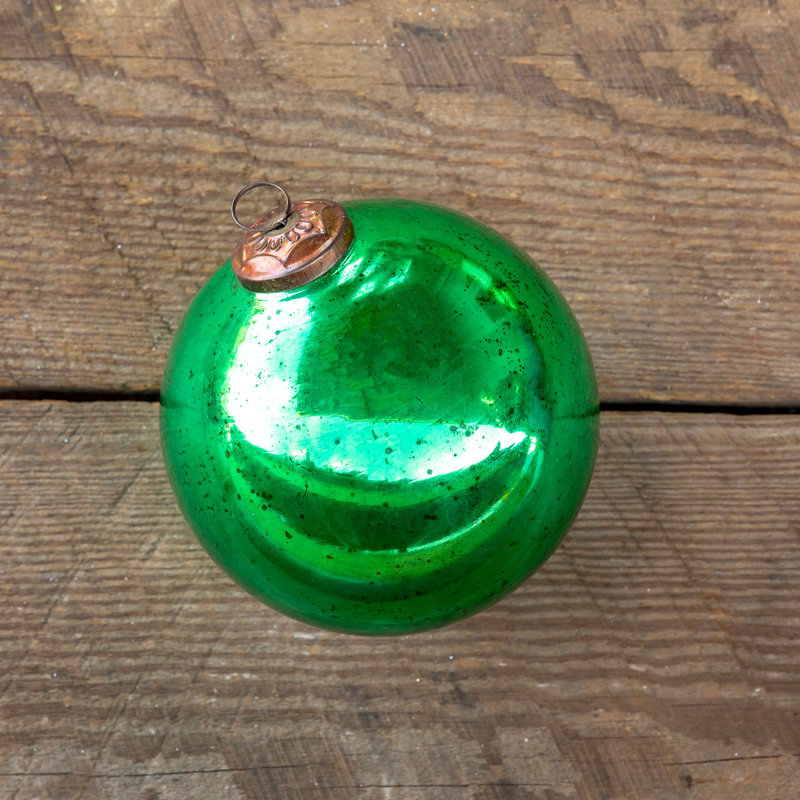 6.25'' Glass Ball Ornament, Shiny Emerald