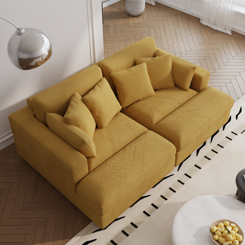 Bentura 213.4Cm Recessed Arms Modular Sleeper, Orange