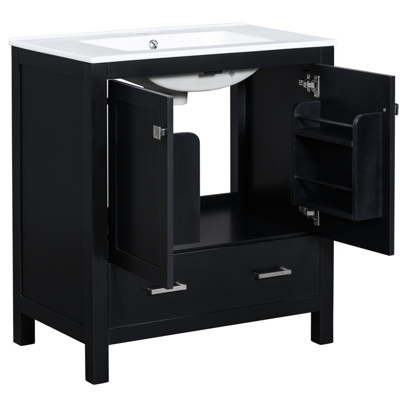 Meuble-lavabo double, - Armoire pratique avec lavabos de rangement pour la décoration, Noir