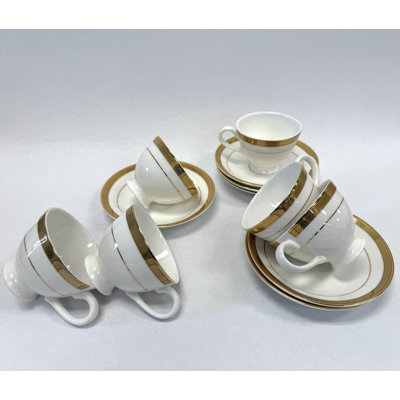 Ensemble de 6 tasses à café et soucoupes en porcelaine fine Victoria Victoria